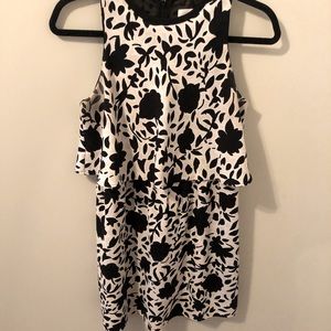Loft Black and White Floral Dress